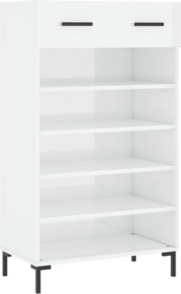 vidaXL - Schoenenkast - 60x35x105 - cm - bewerkt - hout - hoogglans - wit