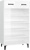 vidaXL - Schoenenkast - 60x35x105 - cm - bewerkt - hout - hoogglans - wit