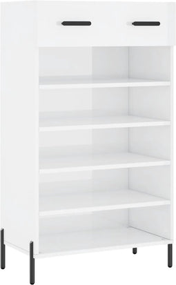 vidaXL - Schoenenkast - 60x35x105 - cm - bewerkt - hout - hoogglans - wit