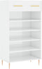 vidaXL - Schoenenkast - 60x35x105 - cm - bewerkt - hout - hoogglans - wit