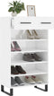 vidaXL - Schoenenkast - 60x35x105 - cm - bewerkt - hout - hoogglans - wit