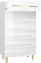 vidaXL - Schoenenkast - 60x35x105 - cm - bewerkt - hout - hoogglans - wit