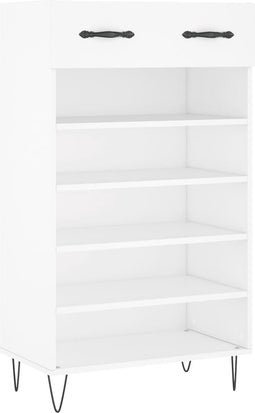 vidaXL - Schoenenkast - 60x35x105 - cm - bewerkt - hout - wit