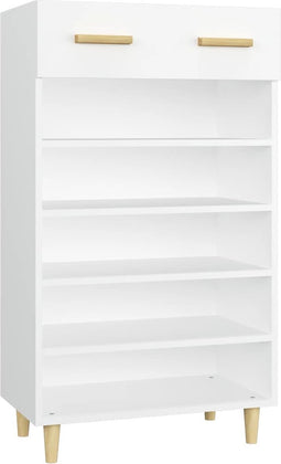 vidaXL - Schoenenkast - 60x35x105 - cm - bewerkt - hout - wit