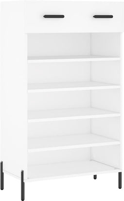 vidaXL - Schoenenkast - 60x35x105 - cm - bewerkt - hout - wit