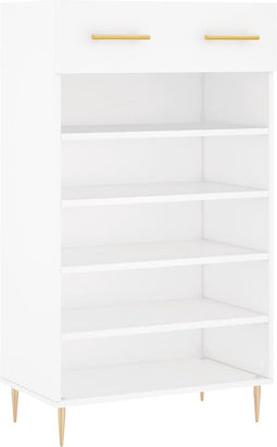 vidaXL - Schoenenkast - 60x35x105 - cm - bewerkt - hout - wit