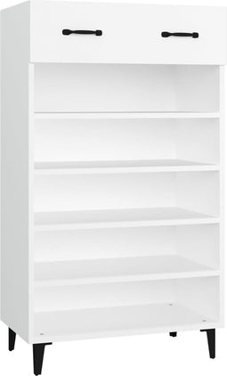 vidaXL - Schoenenkast - 60x35x105 - cm - bewerkt - hout - wit
