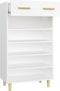 vidaXL - Schoenenkast - 60x35x105 - cm - bewerkt - hout - wit