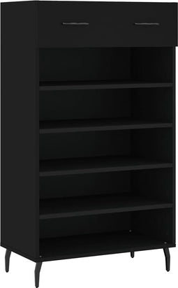 vidaXL - Schoenenkast - 60x35x105 - cm - bewerkt - hout - zwart