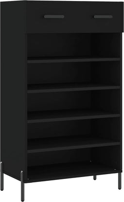vidaXL - Schoenenkast - 60x35x105 - cm - bewerkt - hout - zwart