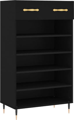 vidaXL - Schoenenkast - 60x35x105 - cm - bewerkt - hout - zwart