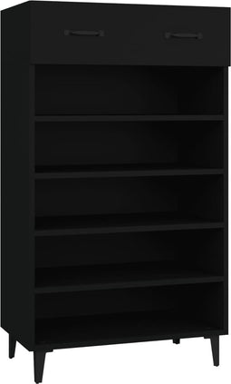vidaXL - Schoenenkast - 60x35x105 - cm - bewerkt - hout - zwart