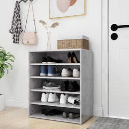 vidaXL - Schoenenkast - 60x35x70 - cm - bewerkt - hout - betongrijs