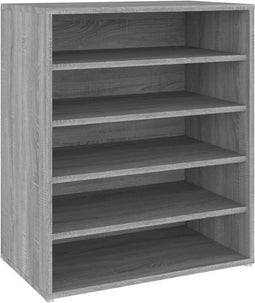 vidaXL - Schoenenkast - 60x35x70 - cm - bewerkt - hout - grijs - sonoma - eikenkleurig