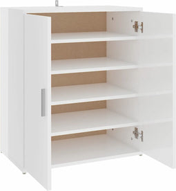vidaXL - Schoenenkast - 60x35x70 - cm - bewerkt - hout - hoogglans - wit