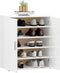 vidaXL - Schoenenkast - 60x35x70 - cm - bewerkt - hout - hoogglans - wit