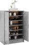 vidaXL - Schoenenkast - 60x35x92 - cm - bewerkt - hout - betongrijs