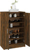 vidaXL - Schoenenkast - 60x35x92 - cm - bewerkt - hout - gerookt - eikenkleurig