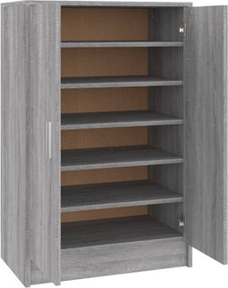 vidaXL - Schoenenkast - 60x35x92 - cm - bewerkt - hout - grijs - sonoma - eikenkleurig