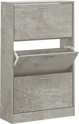 vidaXL - Schoenenkast - 63x24x103 - cm - bewerkt - hout - betongrijs