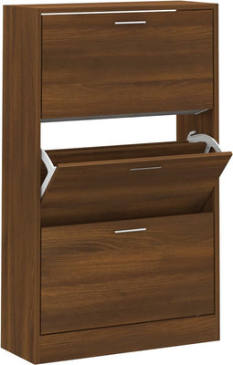 vidaXL - Schoenenkast - 63x24x103 - cm - bewerkt - hout - bruin - eikenkleur