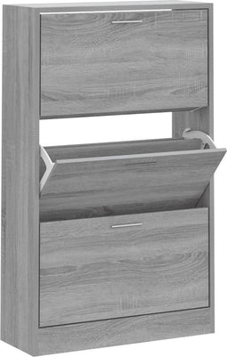 vidaXL - Schoenenkast - 63x24x103 - cm - bewerkt - hout - grijs - sonoma
