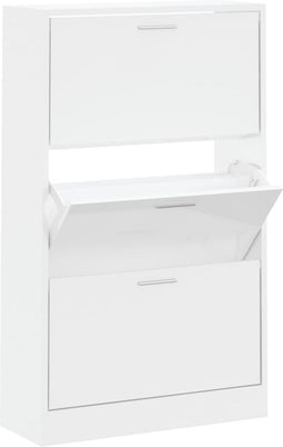 vidaXL - Schoenenkast - 63x24x103 - cm - bewerkt - hout - hoogglans - wit