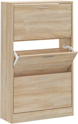 vidaXL - Schoenenkast - 63x24x103 - cm - bewerkt - hout - sonoma - eikenkleurig