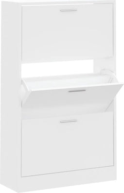 vidaXL - Schoenenkast - 63x24x103 - cm - bewerkt - hout - wit