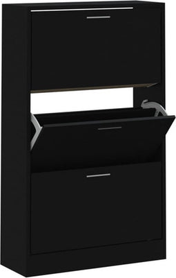 vidaXL - Schoenenkast - 63x24x103 - cm - bewerkt - hout - zwart