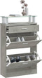 vidaXL - Schoenenkast - 63x24x104 - cm - bewerkt - hout - betongrijs