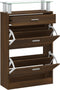 vidaXL - Schoenenkast - 63x24x104 - cm - bewerkt - hout - bruin - eikenkleur