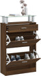 vidaXL - Schoenenkast - 63x24x104 - cm - bewerkt - hout - bruin - eikenkleur