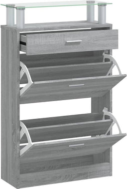 vidaXL - Schoenenkast - 63x24x104 - cm - bewerkt - hout - grijs - sonoma - eikenkleur