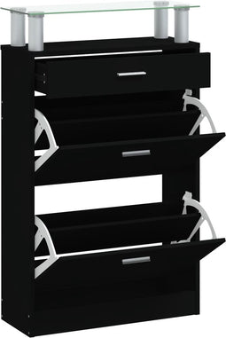 vidaXL - Schoenenkast - 63x24x104 - cm - bewerkt - hout - zwart