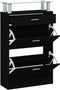 vidaXL - Schoenenkast - 63x24x104 - cm - bewerkt - hout - zwart
