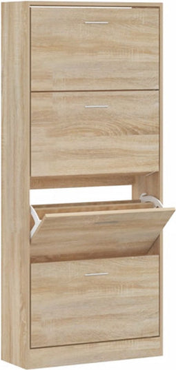 vidaXL - Schoenenkast - 63x24x147 - cm - bewerkt - hout - sonoma - eikenkleurig