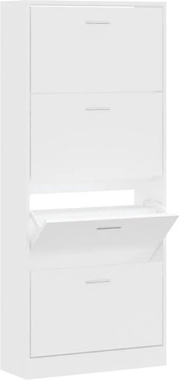 vidaXL - Schoenenkast - 63x24x147 - cm - bewerkt - hout - wit