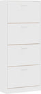 vidaXL - Schoenenkast - 63x24x147 - cm - bewerkt - hout - wit