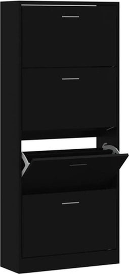 vidaXL - Schoenenkast - 63x24x147 - cm - bewerkt - hout - Zwart