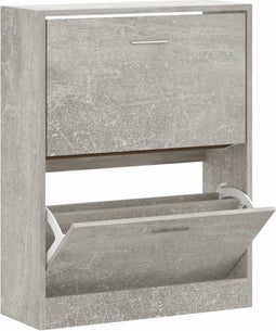 vidaXL - Schoenenkast - 63x24x81 - cm - bewerkt - hout - betongrijs