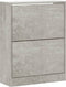 vidaXL - Schoenenkast - 63x24x81 - cm - bewerkt - hout - betongrijs