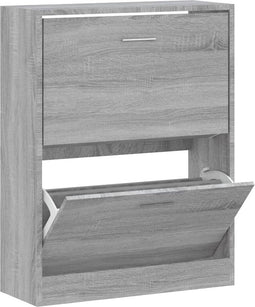 vidaXL - Schoenenkast - 63x24x81 - cm - bewerkt - hout - grijs - sonoma