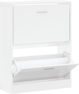 vidaXL - Schoenenkast - 63x24x81 - cm - bewerkt - hout - hoogglans - wit