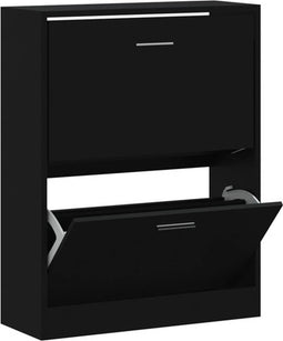 vidaXL - Schoenenkast - 63x24x81 - cm - bewerkt - hout - zwart