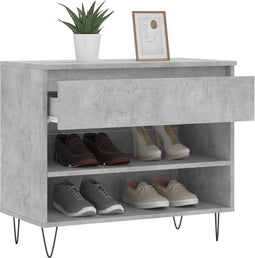 vidaXL - Schoenenkast - 70x36x60 - cm - bewerkt - hout - betongrijs