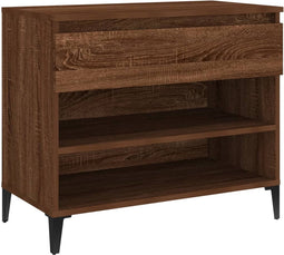 vidaXL - Schoenenkast - 70x36x60 - cm - bewerkt - hout - bruin - eikenkleur