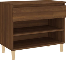 vidaXL - Schoenenkast - 70x36x60 - cm - bewerkt - hout - bruin - eikenkleur