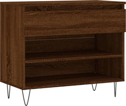 vidaXL - Schoenenkast - 70x36x60 - cm - bewerkt - hout - bruin - eikenkleur