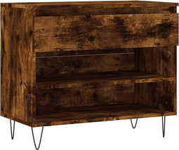 vidaXL - Schoenenkast - 70x36x60 - cm - bewerkt - hout - gerookt - eikenkleurig